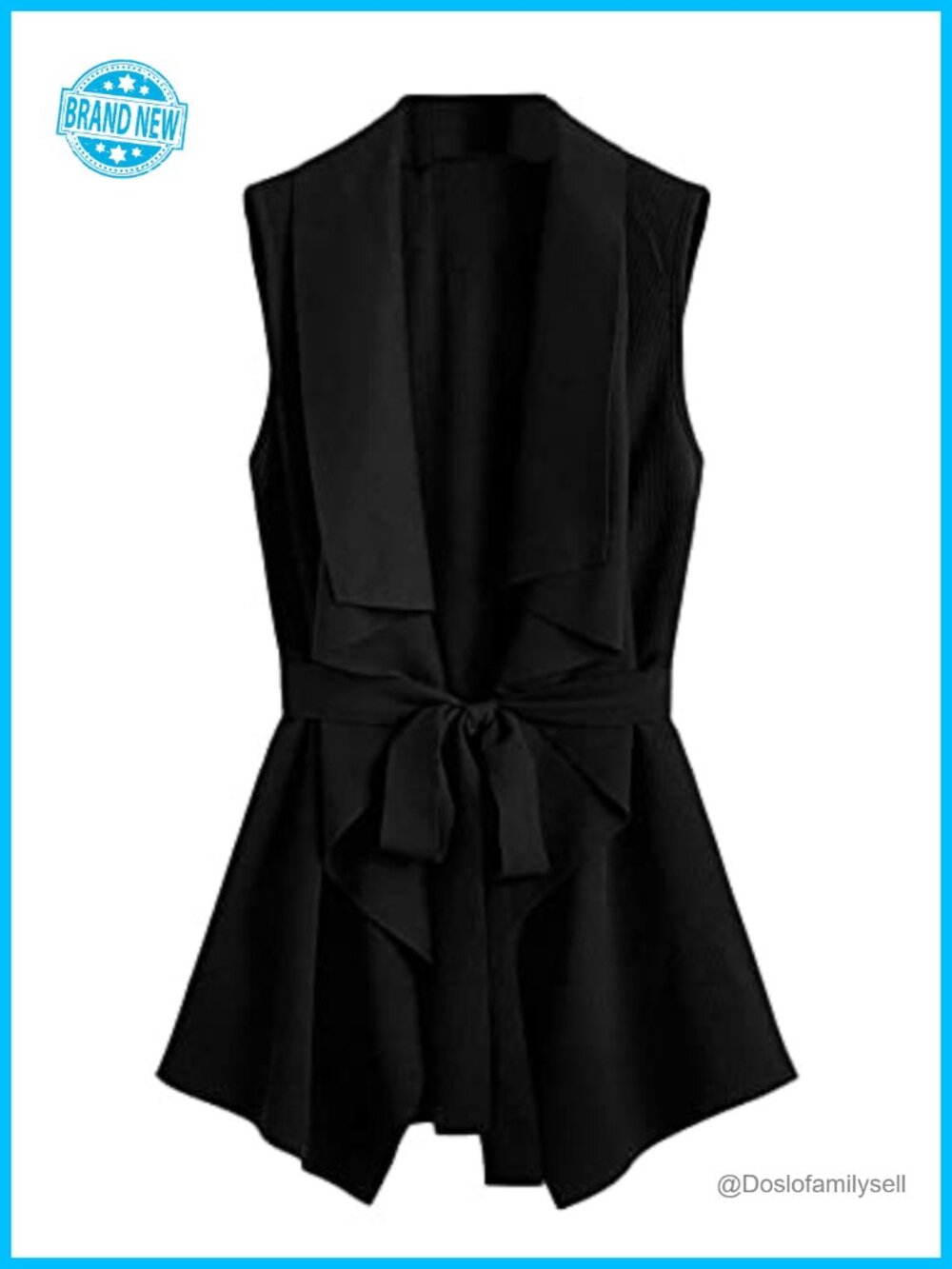 Tie Front Long Sweater Vest Sleeveless Ribbed Knit Cardigan Blazer